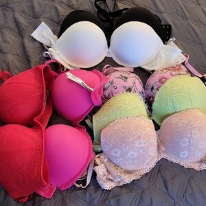 Victoria secret& Off Brand  Lace and Floral Bra Set - Black, White, Pink, Green
